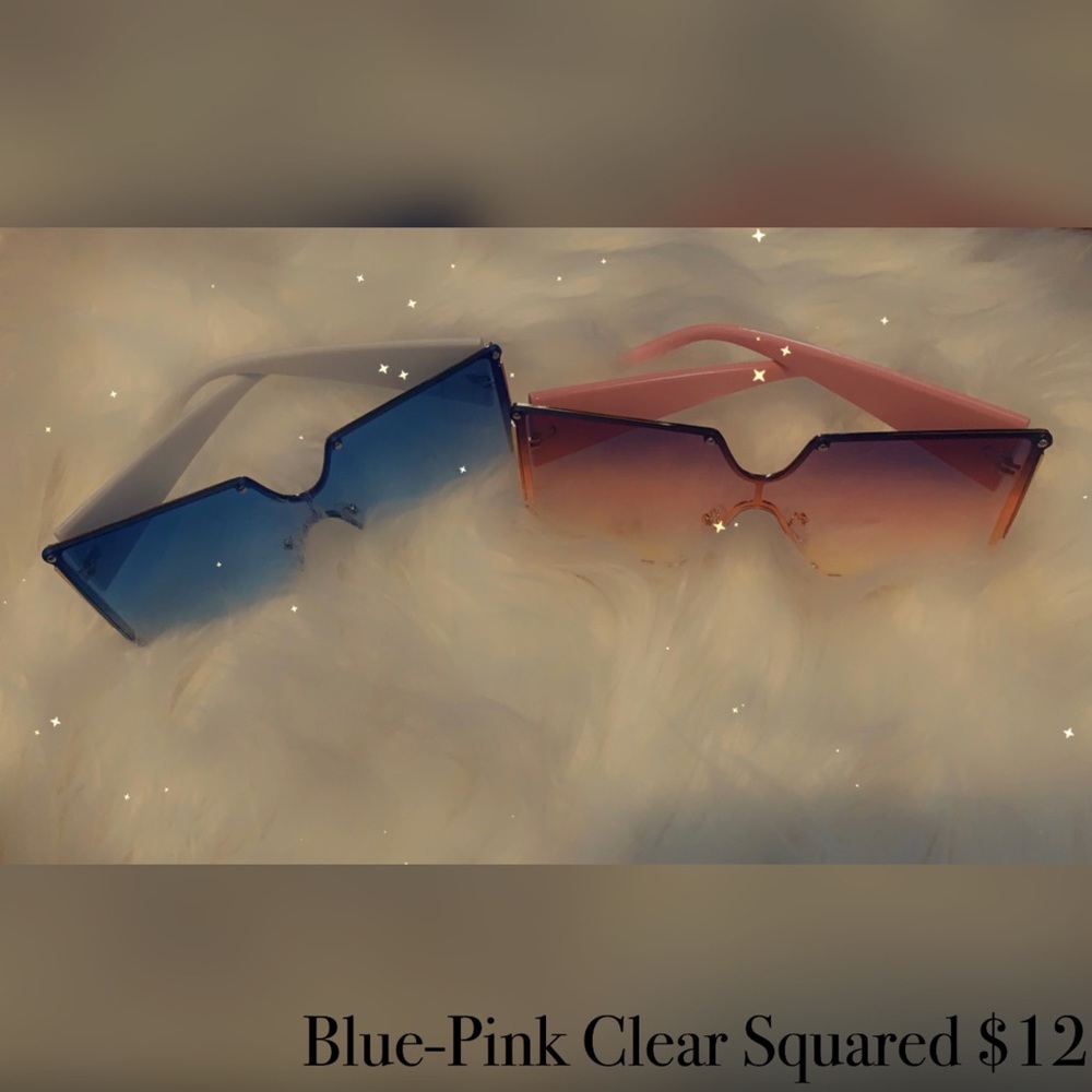 Blue-Pink Clear Squared Sunglasses